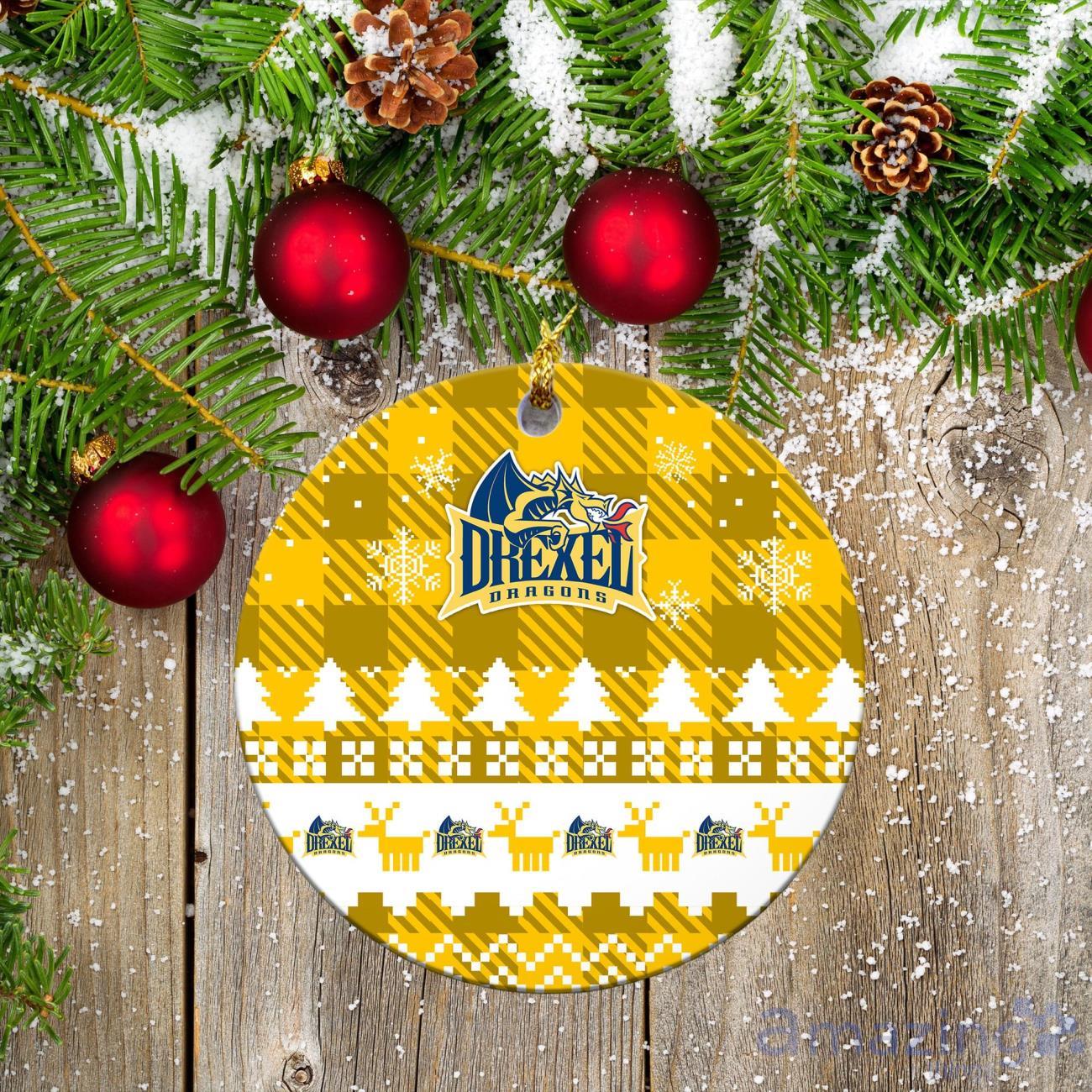 Drexel Dragons Ceramic Ornament Christmas Pixel Art Tartan Background image Drexel Dragons Ceramic Ornament Christmas Pixel Art Tartan Background Product Photo 2