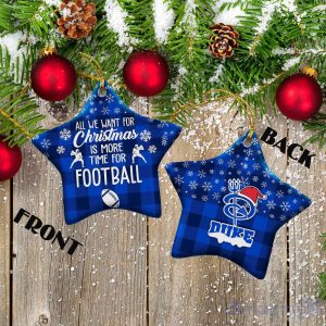 Duke Blue Devils Ceramic Ornament All We Want For Christmas Is More Time For Football image Duke Blue Devils Ceramic Ornament All We Want For Christmas Is More Time For Football Product Photo 2
