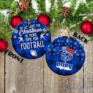 Duke Blue Devils Ceramic Ornament All We Want For Christmas Is More Time For Football Product Photo 1