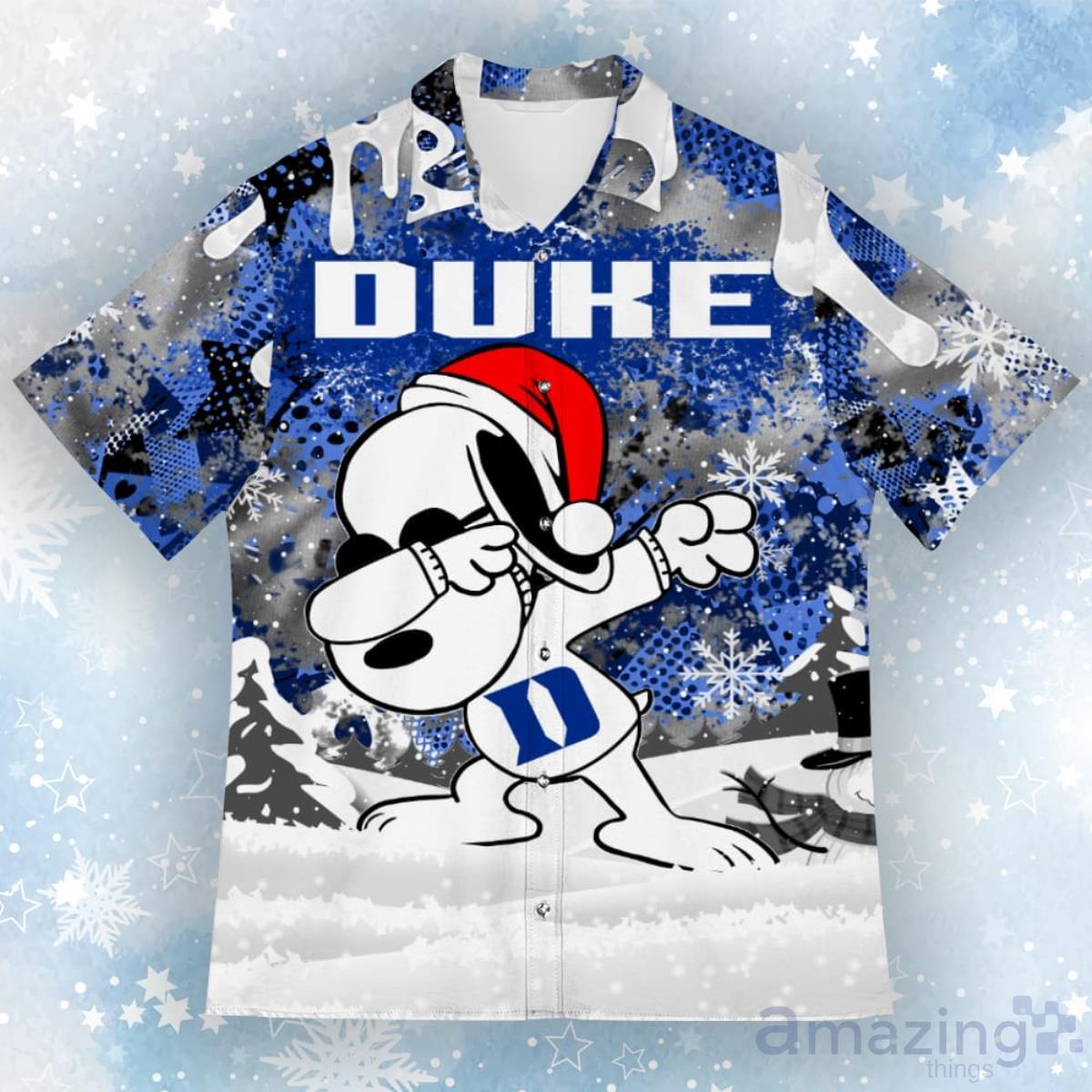 Duke Blue Devils Snoopy Dabbing The Peanuts Christmas Hawaiian Shirt image Duke Blue Devils Snoopy Dabbing The Peanuts Christmas Hawaiian Shirt - Duke Blue Devils Snoopy Dabbing The Peanuts Christmas Hawaiian Shirt 1