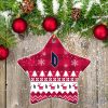 Duquesne Dukes Ceramic Ornament Christmas Pixel Art Tartan Background