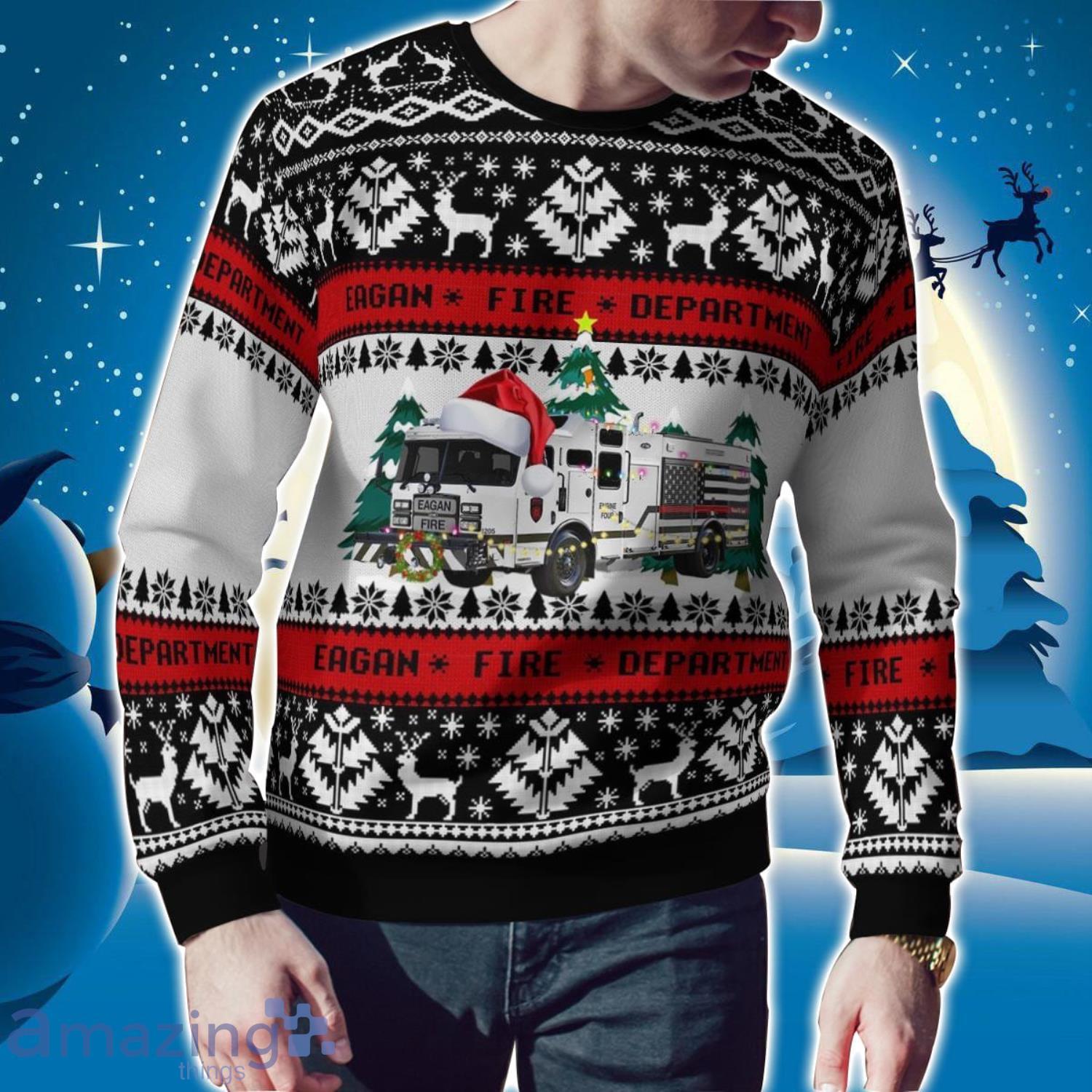 Eagan Fire Department Christmas AOP Ugly Sweater Christmas Gift Ideas image Eagan Fire Department Christmas AOP Ugly Sweater Christmas Gift Ideas Product Photo 2