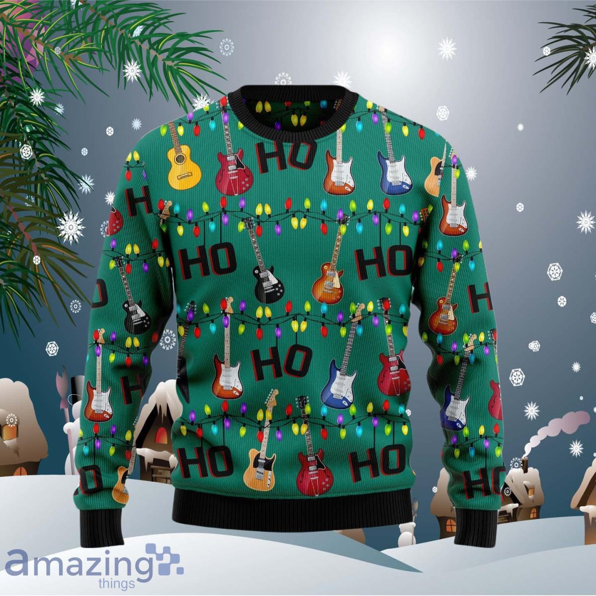 Electric Guitar Hohoho Ugly Christmas Sweater Impressive Gift For Men And Women image Electric Guitar Hohoho Ugly Christmas Sweater Impressive Gift For Men And Women Product Photo 1