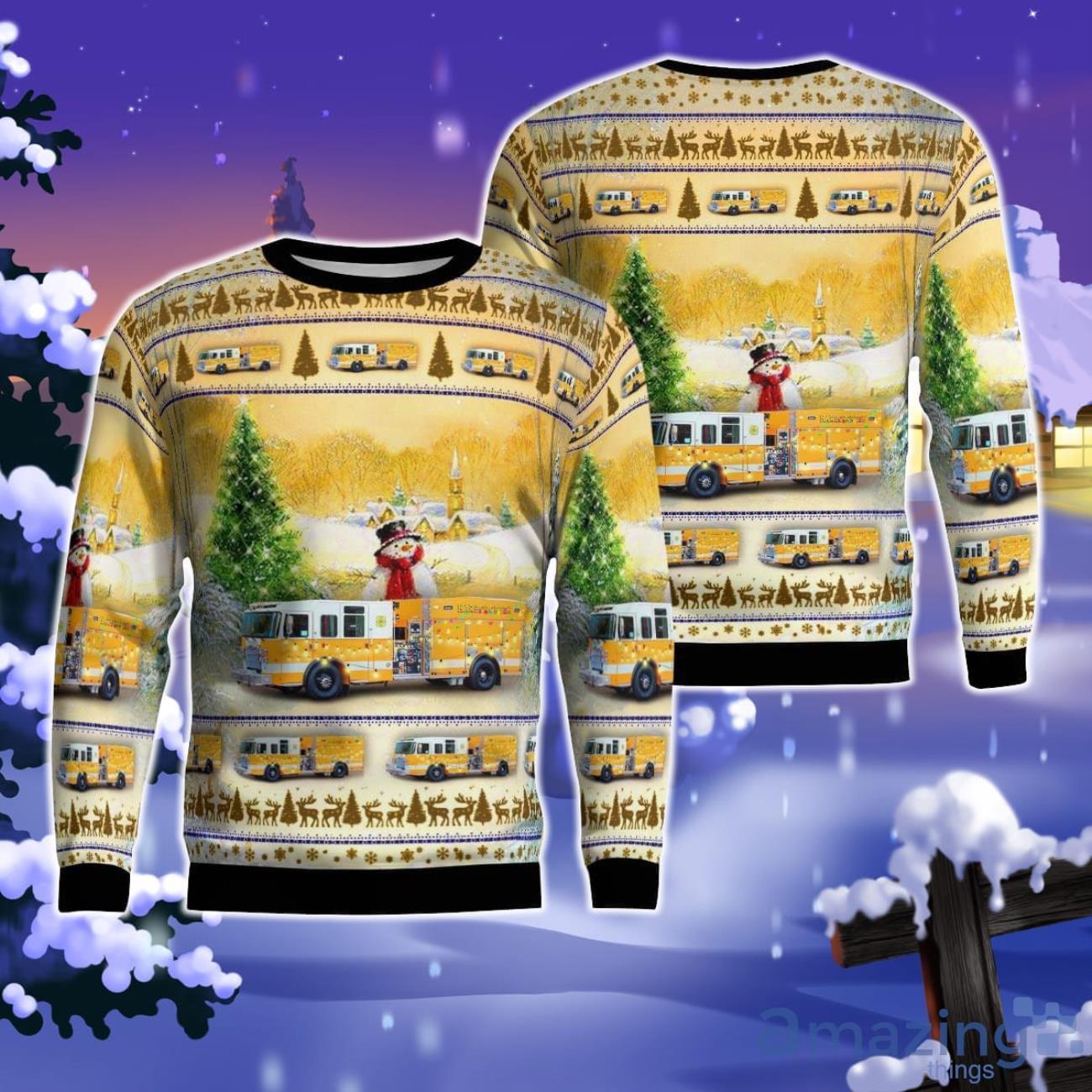 Erie, Pennsylvania, Harborcreek Volunteer Fire Department AOP Ugly Sweater Gift For Christmas image Erie, Pennsylvania, Harborcreek Volunteer Fire Department AOP Ugly Sweater Gift For Christmas Product Photo 1