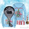 Fa La La Flamingo Merry Christmas Fleece Zip Hoodie