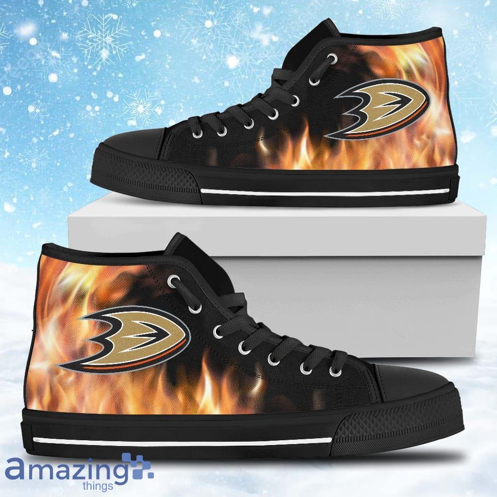 Fighting Like Fire Anaheim Ducks High Top Shoes Gift For Big Fans image Fighting Like Fire Anaheim Ducks High Top Shoes Gift For Big Fans Product Photo 1