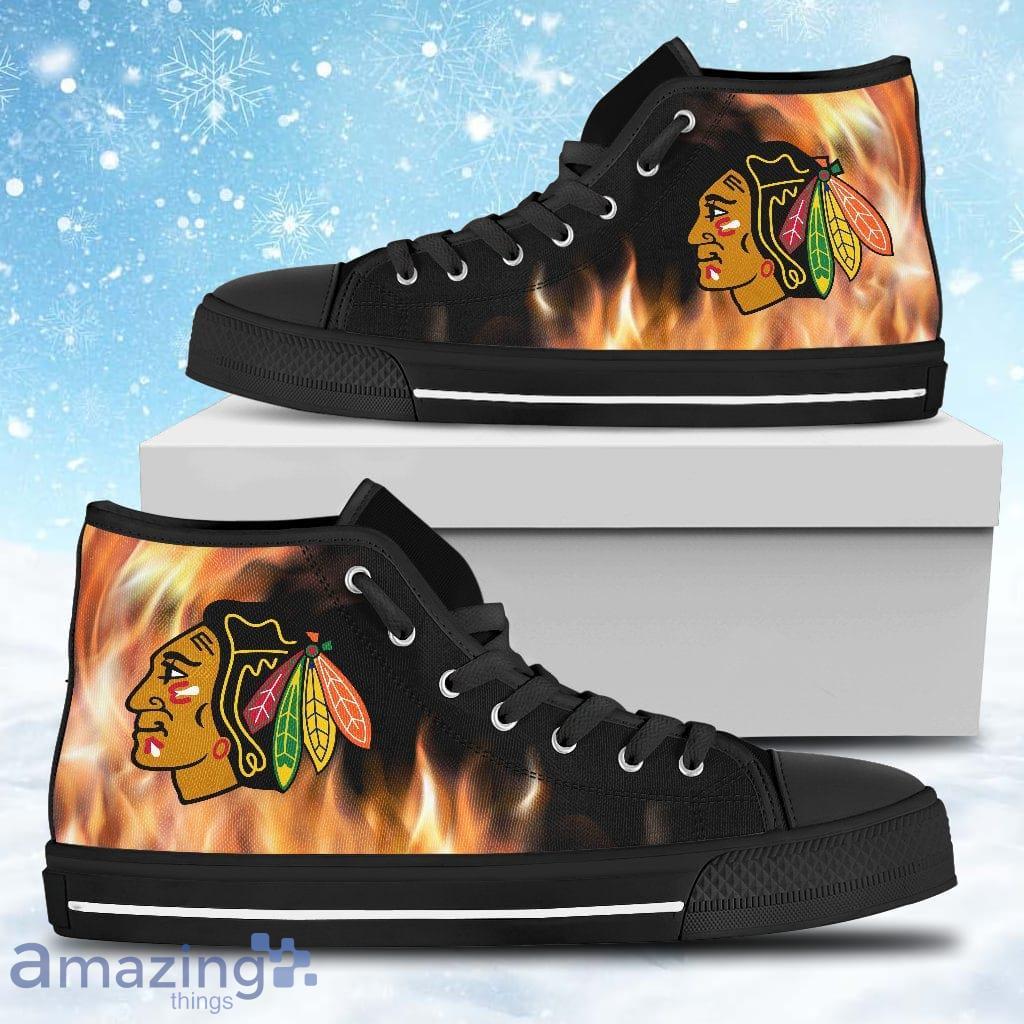 Fighting Like Fire Chicago Blackhawks High Top Shoes Gift For Big Fans image Fighting Like Fire Chicago Blackhawks High Top Shoes Gift For Big Fans Product Photo 1