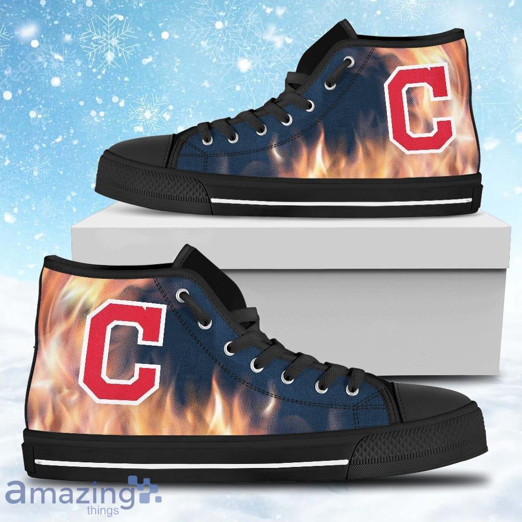 Fighting Like Fire Cleveland Indians High Top Shoes Gift For Big Fans image Fighting Like Fire Cleveland Indians High Top Shoes Gift For Big Fans Product Photo 1