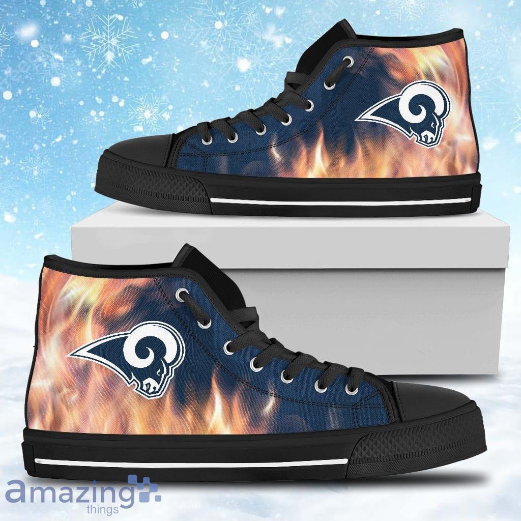 Fighting Like Fire Los Angeles Rams High Top Shoes Gift For Big Fans image Fighting Like Fire Los Angeles Rams High Top Shoes Gift For Big Fans Product Photo 1