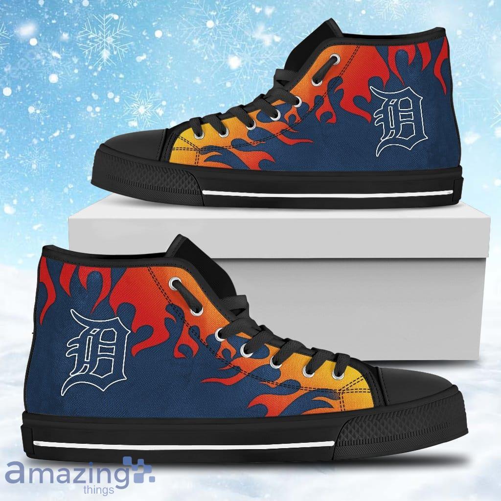 Fire Burning Fierce Strong Logo Detroit Tigers High Top Shoes Gift For Big Fans image Fire Burning Fierce Strong Logo Detroit Tigers High Top Shoes Gift For Big Fans Product Photo 1