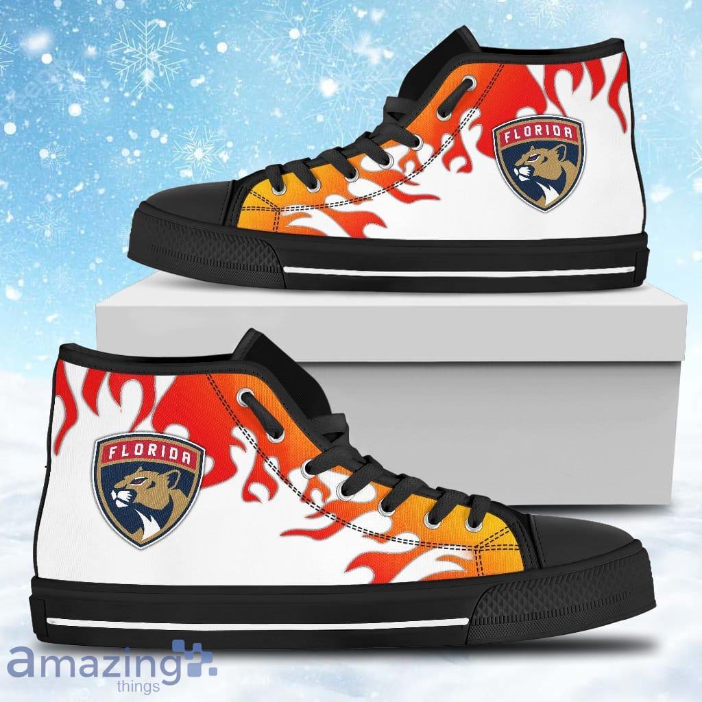 Fire Burning Fierce Strong Logo Florida Panthers High Top Shoes Gift For Big Fans image Fire Burning Fierce Strong Logo Florida Panthers High Top Shoes Gift For Big Fans Product Photo 1