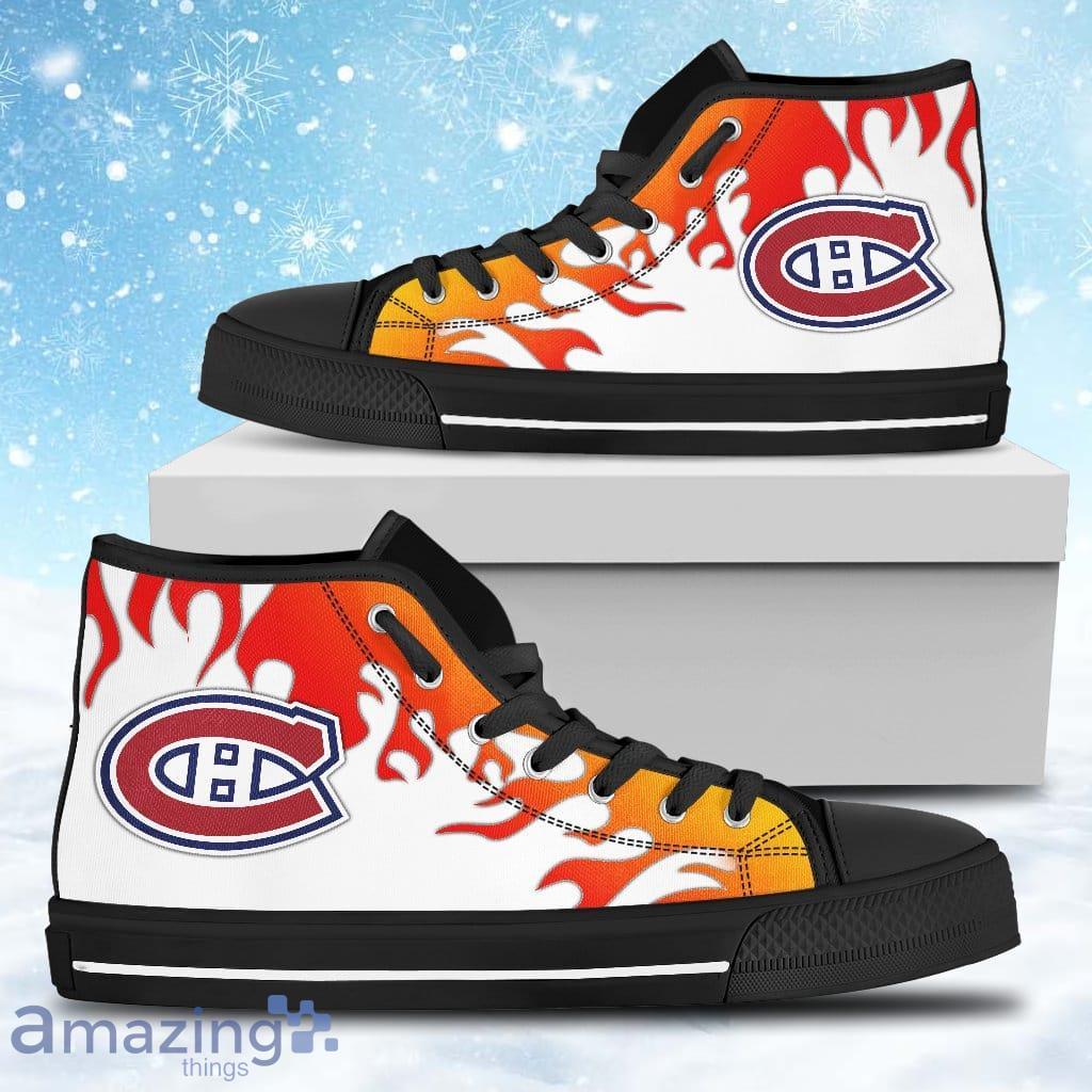 Fire Burning Fierce Strong Logo Montreal Canadiens High Top Shoes Gift For Big Fans image Fire Burning Fierce Strong Logo Montreal Canadiens High Top Shoes Gift For Big Fans Product Photo 1