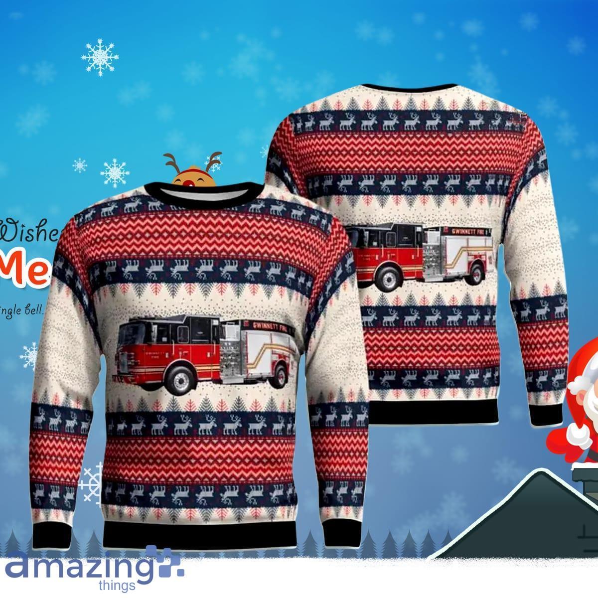 Fire Department Pumper Ugly Christmas Sweater Luxurious Gift For Men And Women Product Photo 1
