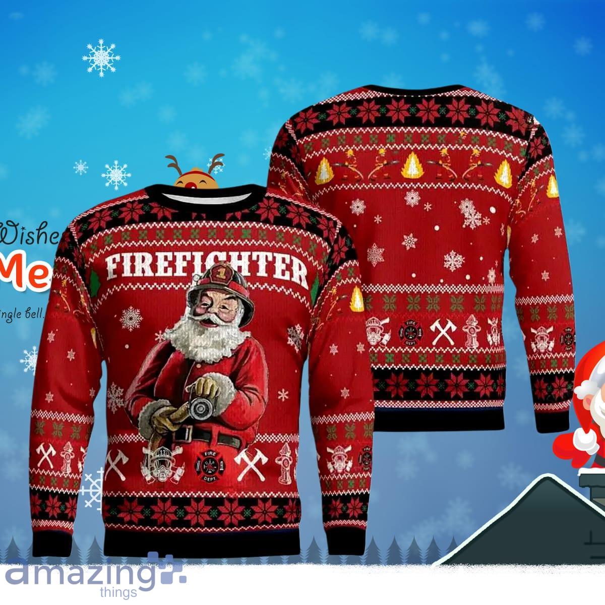 Firefighter Santa Claus Ugly Christmas Sweater Luxurious Gift For Men And Women Product Photo 1