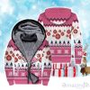 Flamingo Christmas Fleece Zip Hoodie
