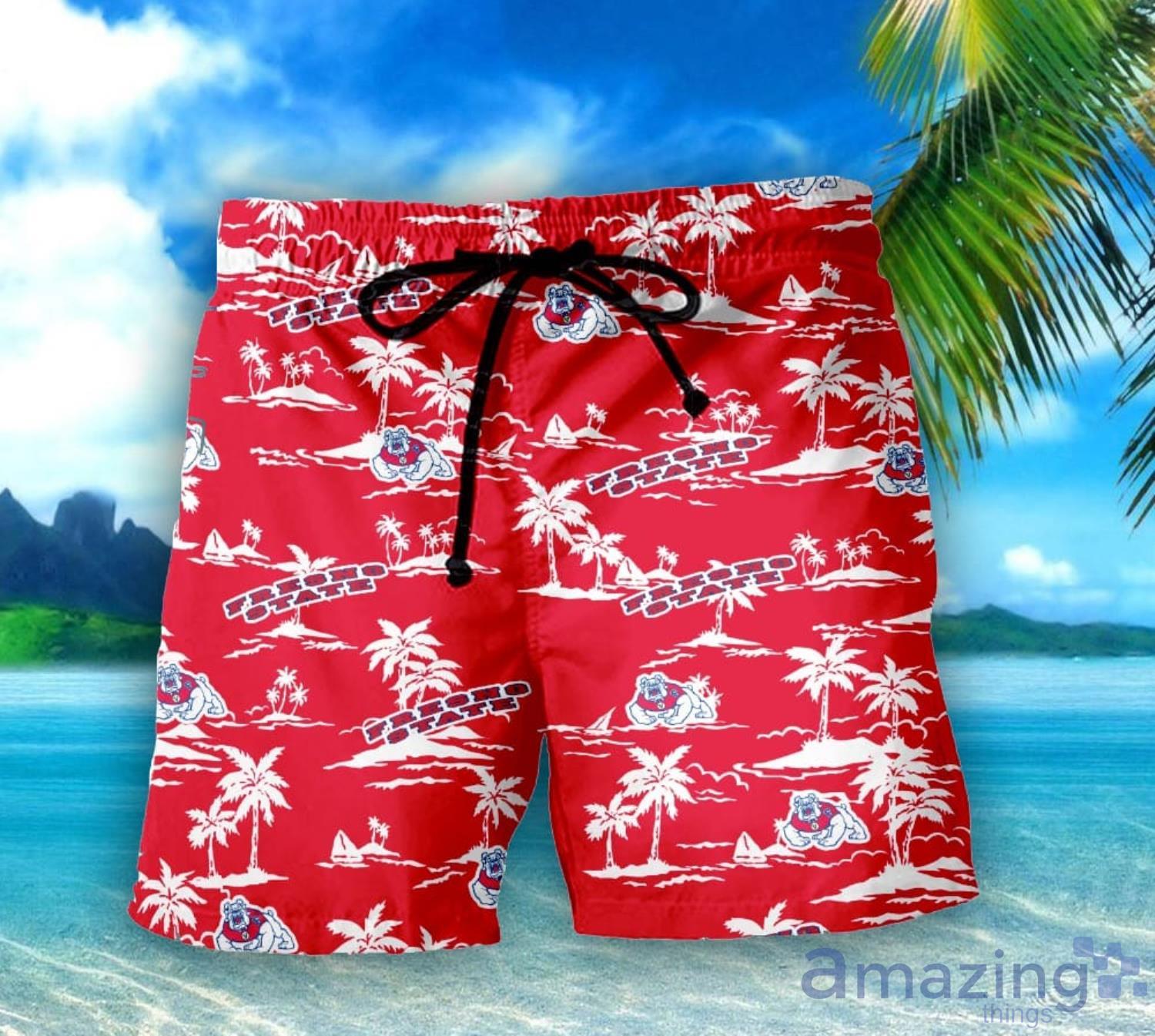 Fresno State Bulldogs 3D Tropical Pattern Coconut Tree Hawaiian Shirt And Shorts image Fresno State Bulldogs 3D Tropical Pattern Coconut Tree Hawaiian Shirt And Shorts Product Photo 2