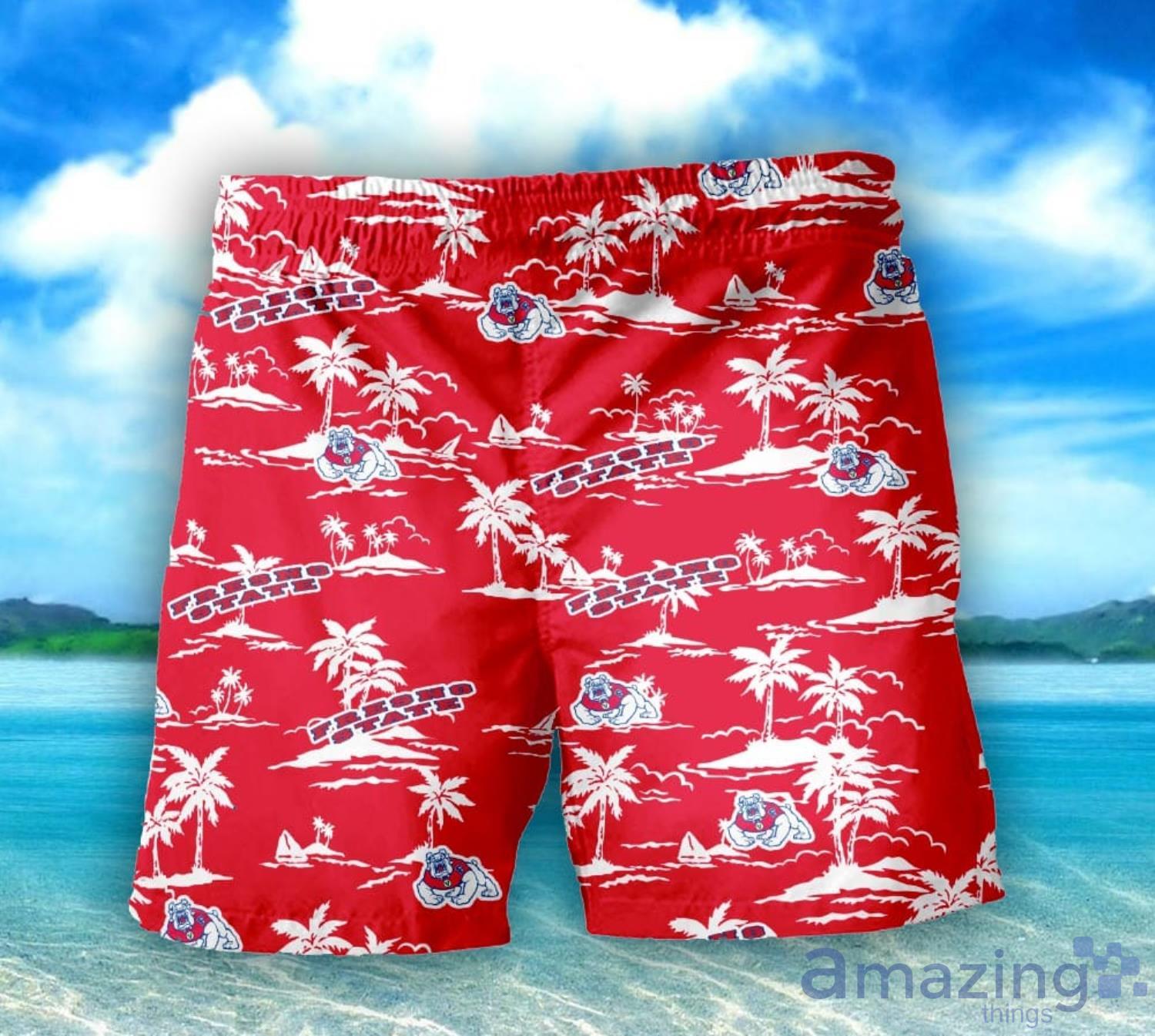 Fresno State Bulldogs 3D Tropical Pattern Coconut Tree Hawaiian Shirt And Shorts image Fresno State Bulldogs 3D Tropical Pattern Coconut Tree Hawaiian Shirt And Shorts Product Photo 3