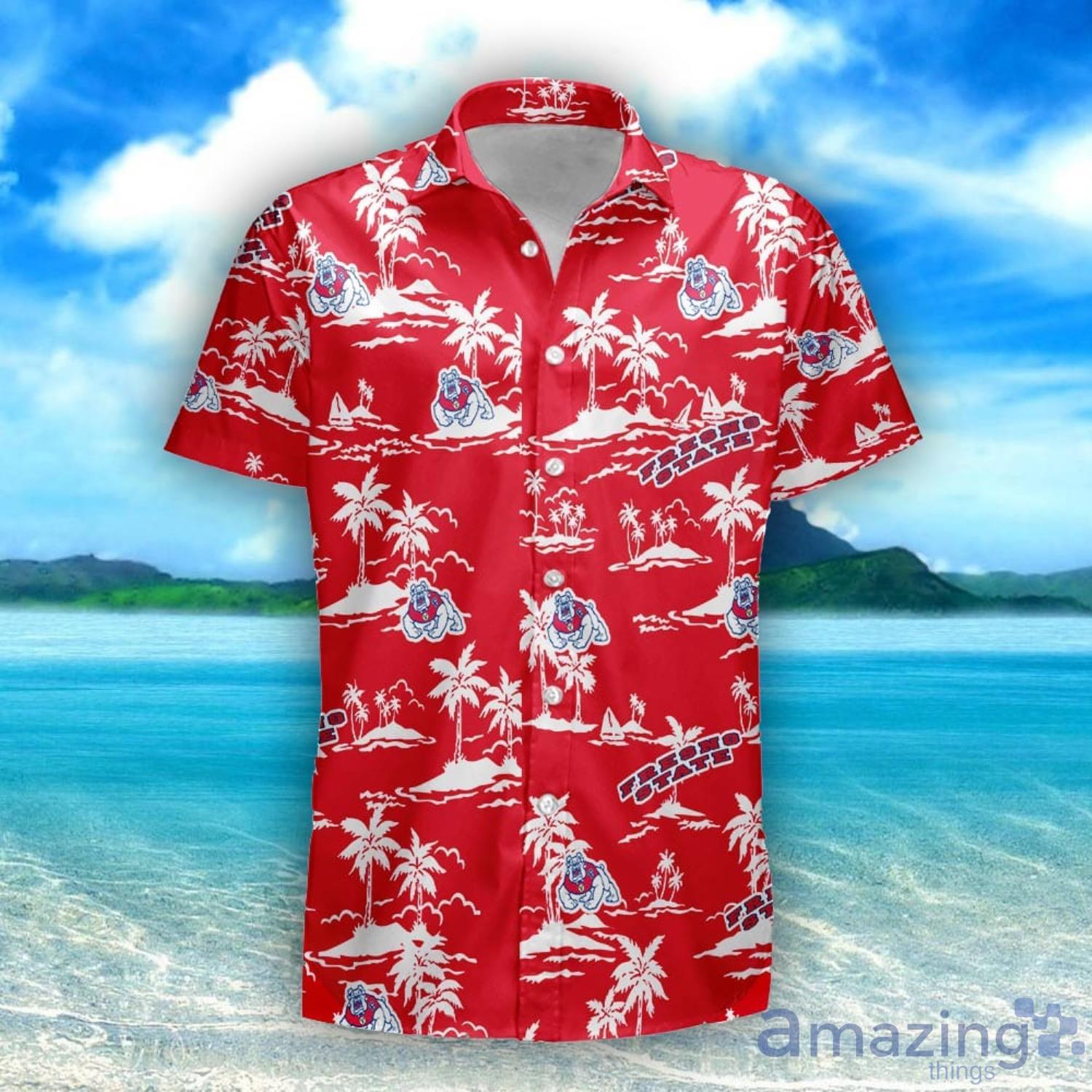 Fresno State Bulldogs 3D Tropical Pattern Coconut Tree Hawaiian Shirt And Shorts image Fresno State Bulldogs 3D Tropical Pattern Coconut Tree Hawaiian Shirt And Shorts Product Photo 1