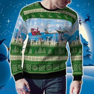 Frontier Airlines Airbus A321-211 With Santa Over Denver Chritmas AOP Ugly Sweater Christmas Gift Ideas Product Photo 2