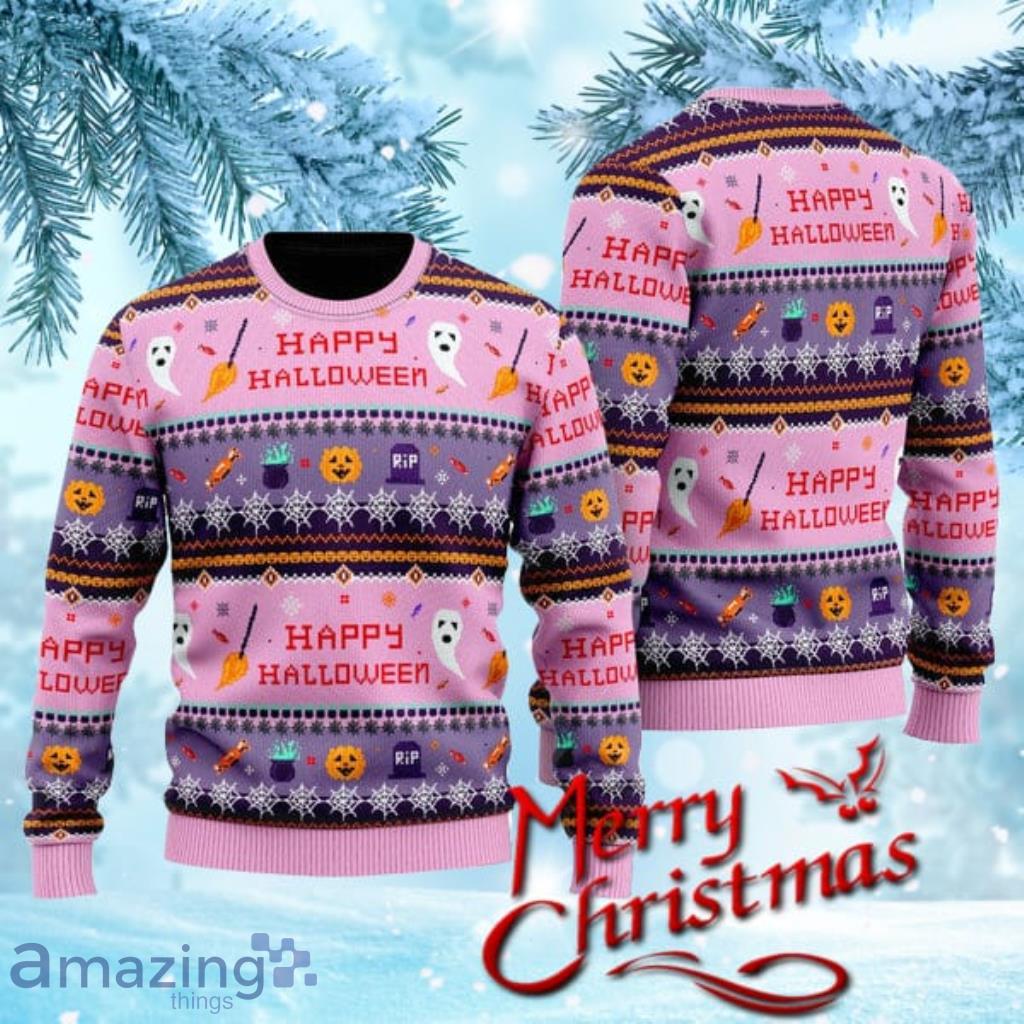 Funny Halloween Ugly Christmas Sweater Gift Knitting Sweater image Funny Halloween Ugly Christmas Sweater Gift Knitting Sweater Product Photo 1