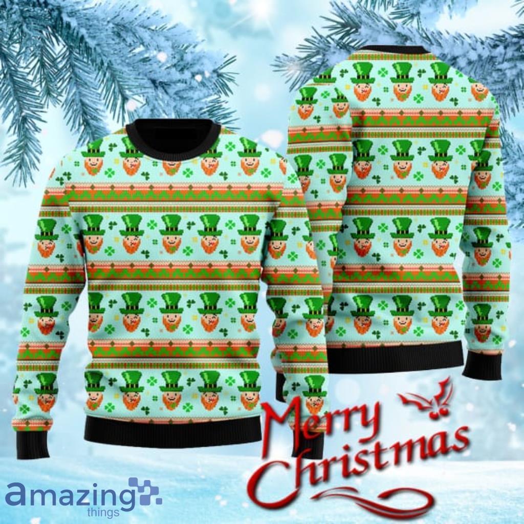Funny Leprechauns Pattern Ugly Christmas Sweater Gift Knitting Sweater image Funny Leprechauns Pattern Ugly Christmas Sweater Gift Knitting Sweater Product Photo 1