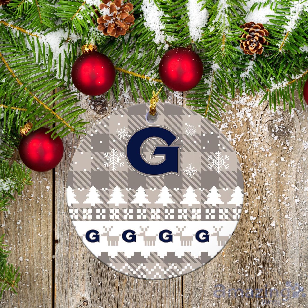 Georgetown Hoyas Ceramic Ornament Christmas Pixel Art Tartan Background image Georgetown Hoyas Ceramic Ornament Christmas Pixel Art Tartan Background Product Photo 2