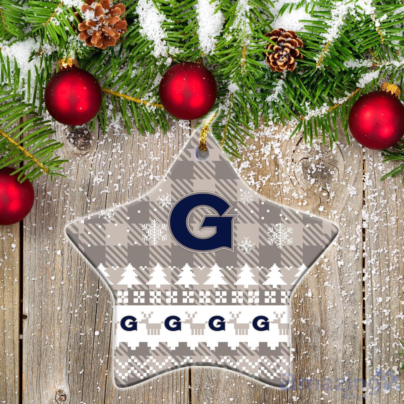 Georgetown Hoyas Ceramic Ornament Christmas Pixel Art Tartan Background image Georgetown Hoyas Ceramic Ornament Christmas Pixel Art Tartan Background Product Photo 1