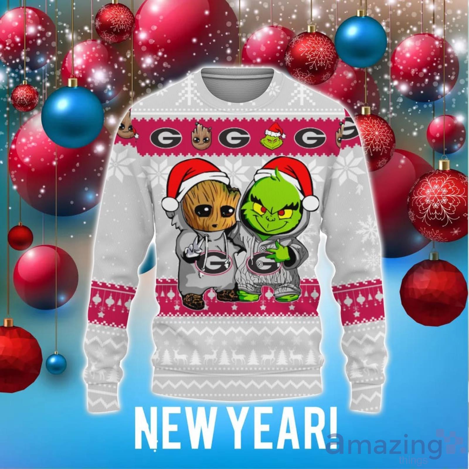 Boston Red Sox Baby Groot And Grinch Ugly Christmas 3D T-Shirts -  YesItCustom