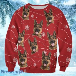German Shepherd Funny Snow And Line Sweatshirt Christmas Ugly Sweater Product Photo 1