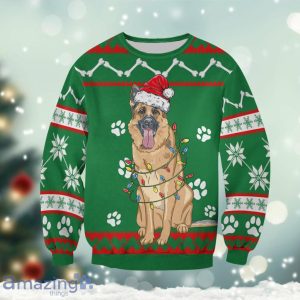German Shepherd Green Christmas Sweatshirt Christmas Ugly Sweater Product Photo 1