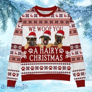 German Shepherd We Woof You A Hairy Christmas Ugly Sweater Gift For Dog Lover Product Photo 1