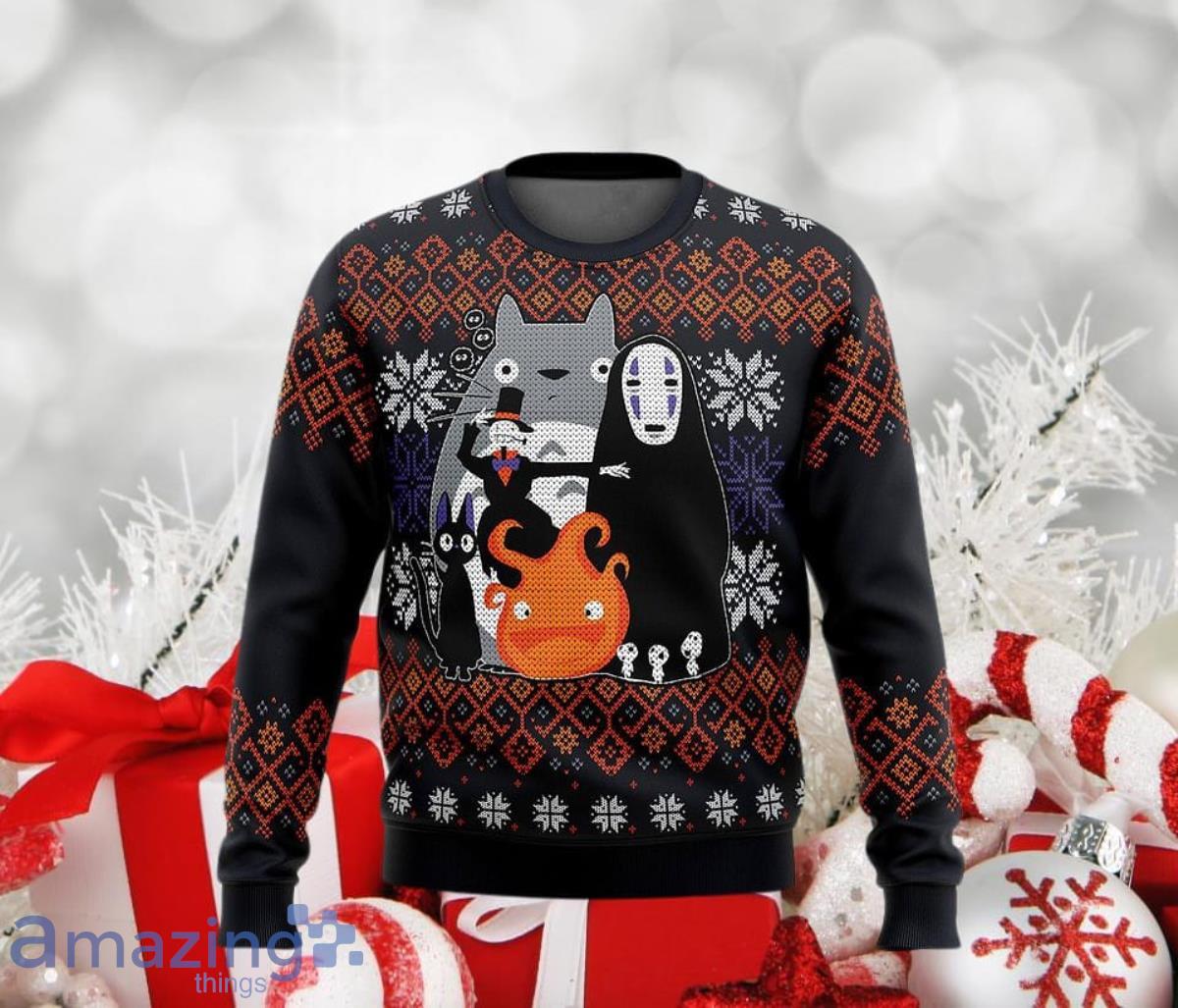 Ghibli Miyazaki Ugly Christmas Sweater Best Gift For Men And Women image Ghibli Miyazaki Ugly Christmas Sweater Best Gift For Men And Women Product Photo 1