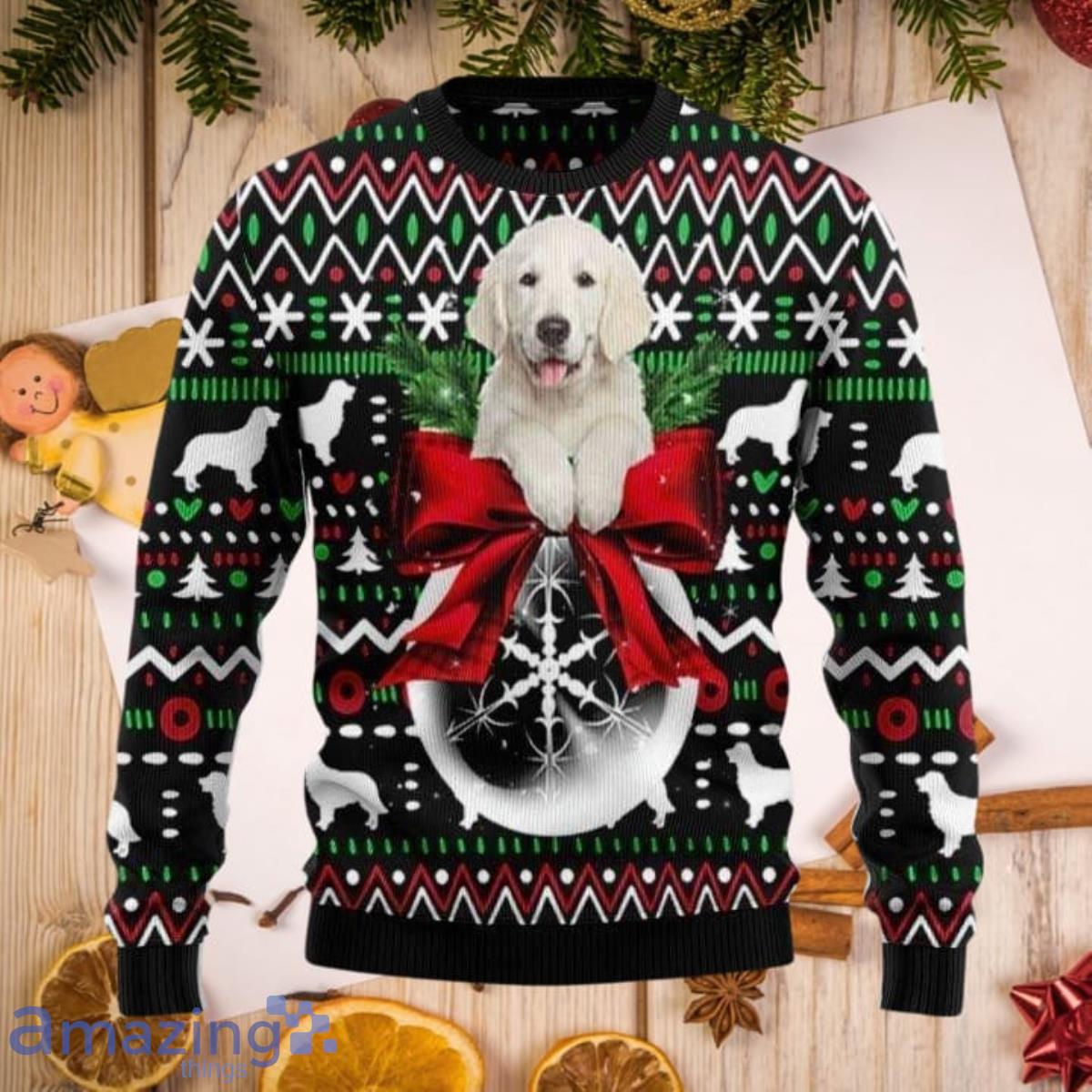 Golden Retriever Dog Xmas Ball Ugly Christmas Sweater Style Gift