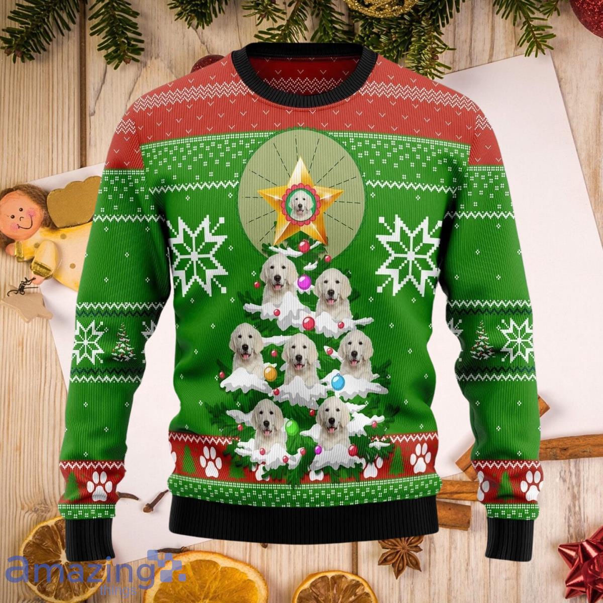 Golden Retriever Pine Ugly Christmas Sweater Style Gift For Men And Women image Golden Retriever Pine Ugly Christmas Sweater Style Gift For Men And Women Product Photo 1