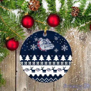 Gonzaga Bulldogs Ceramic Ornament Christmas Pixel Art Tartan Background Product Photo 2