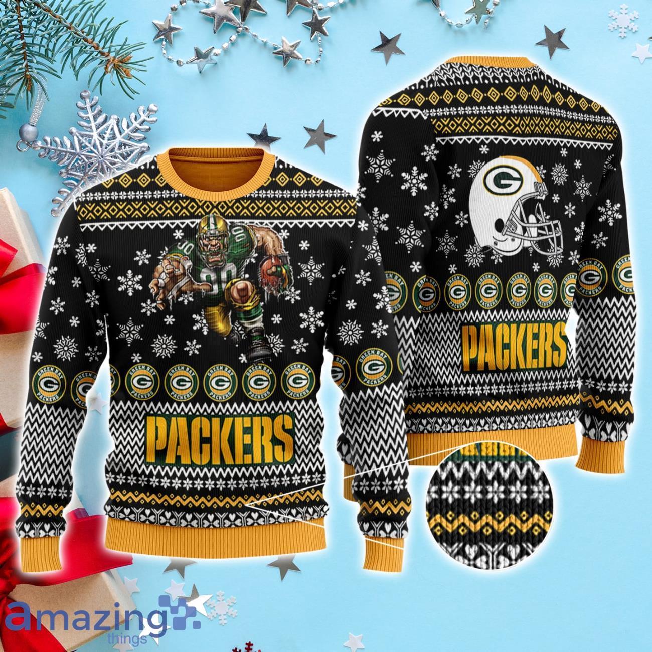 Gearhumans 3D Green Bay Packers Christmas Ugly Sweater Custom Tshirt H