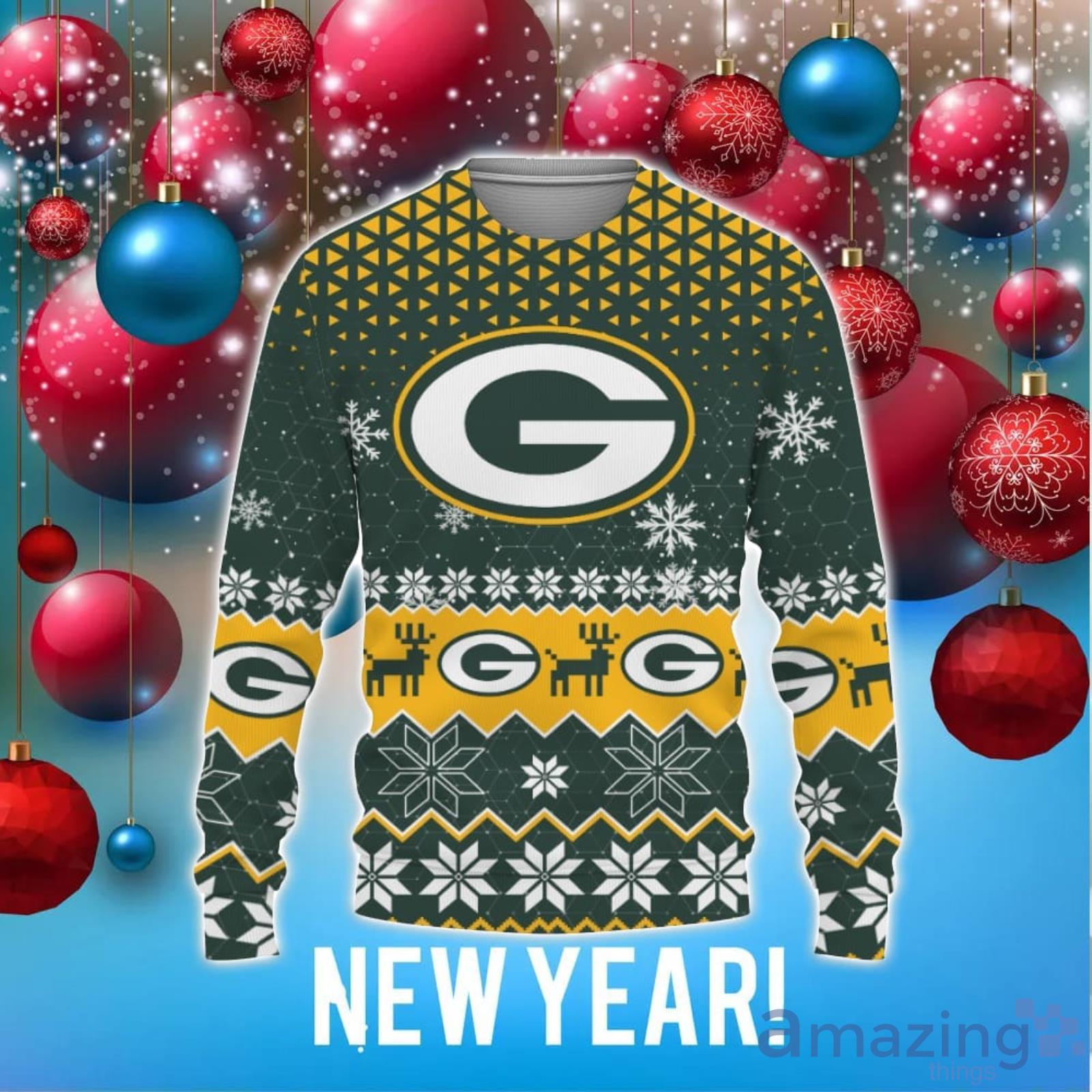 Green Bay Packers Diamond Pattern Ugly Christmas Sweater 3D Gift