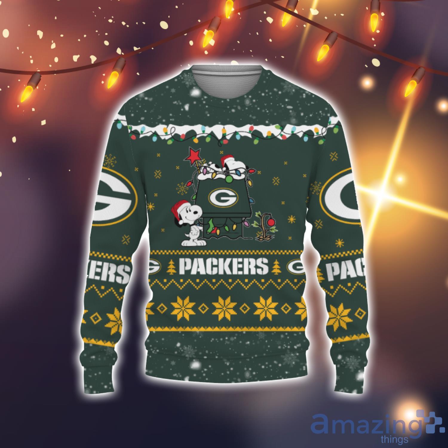 Green Bay Packers Snoopy Dog Ugly Sweater Gift For Christmas