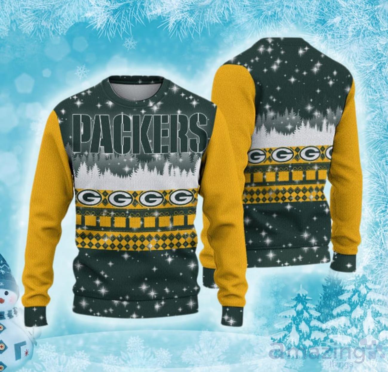 Green Bay Packers Christmas Forrest Limited Edition Ugly Sweater image Green Bay Packers Christmas Forrest Limited Edition Ugly Sweater Product Photo 1