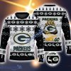 Green Bay Packers Fans Logo Snowflake Pattern Ugly Christmas Sweater Black