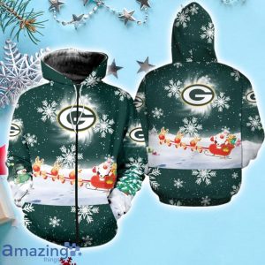 Green Bay Packers Snow Reindeer Santa Claus Christmas Hoodie Product Photo 2