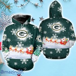 Green Bay Packers Snow Reindeer Santa Claus Christmas Hoodie Product Photo 1