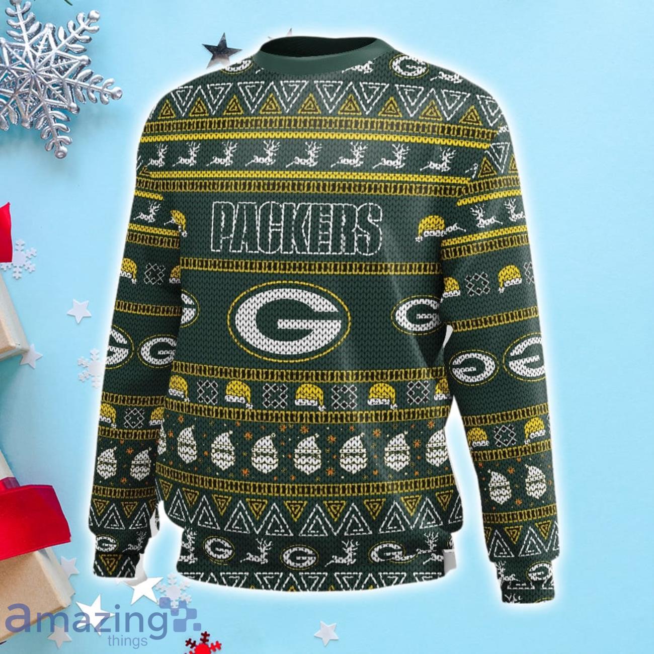 Green Bay Packers Christmas Reindeer Ugly Christmas Sweater For Fans