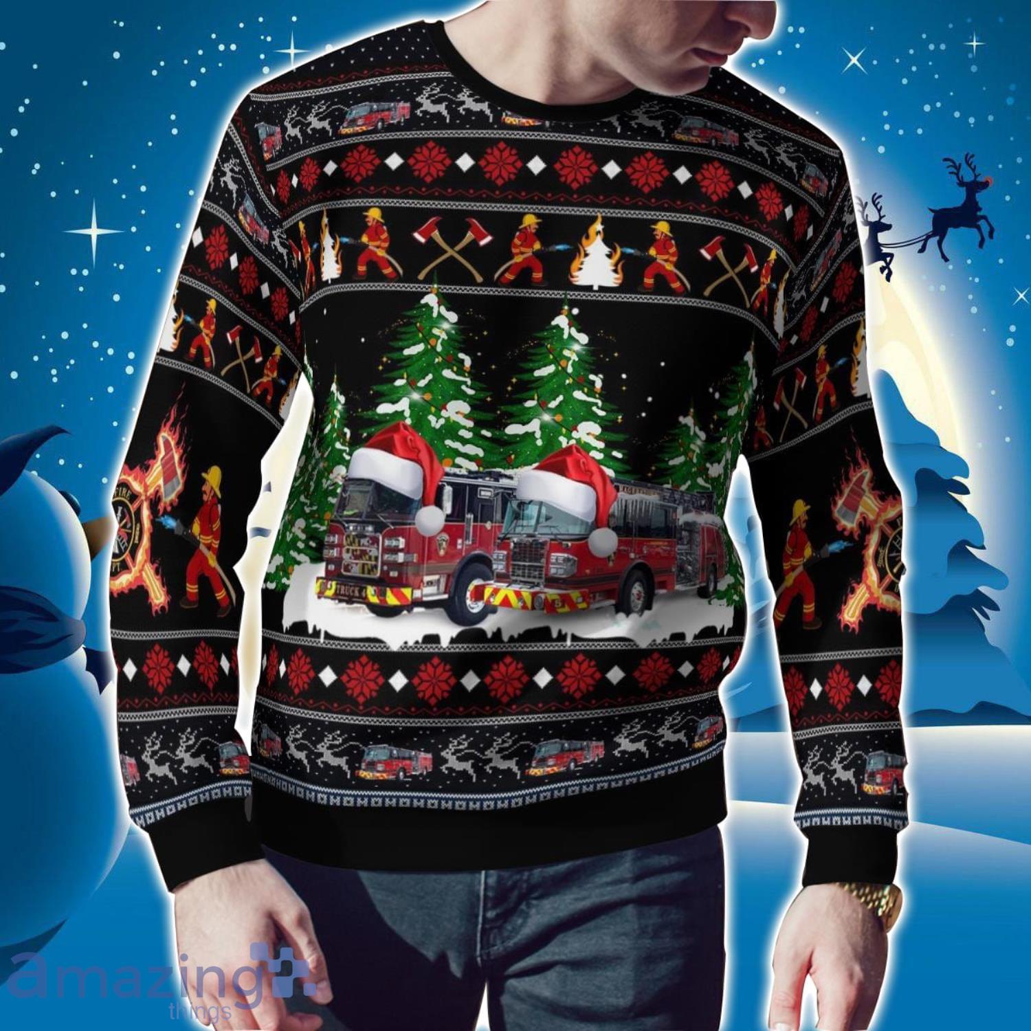 Hagerstown Fire Department, Hagerstown, Maryland Christmas AOP Ugly Sweater Christmas Holiday Gift image Hagerstown Fire Department, Hagerstown, Maryland Christmas AOP Ugly Sweater Christmas Holiday Gift Product Photo 2