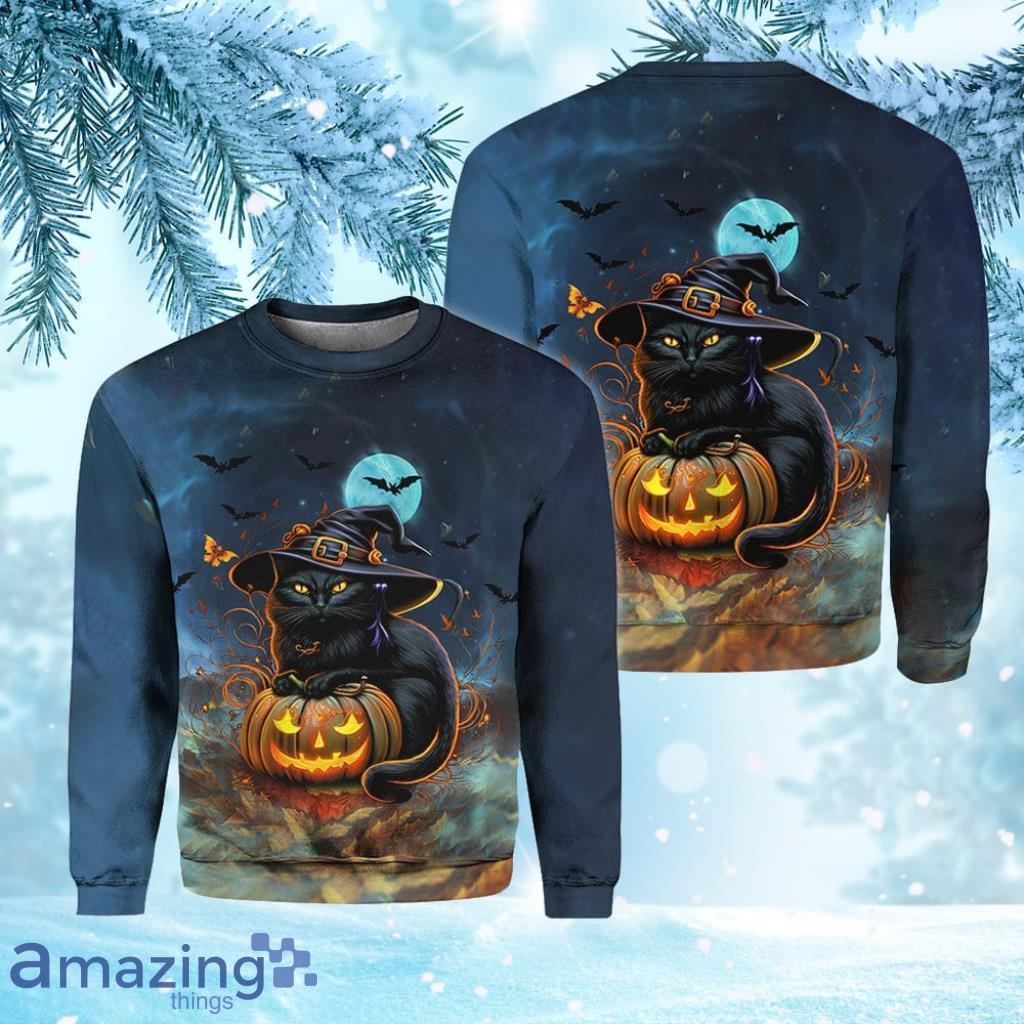 Halloween Back Cat Christmas Ugly Sweater 3D Gift Halloween image Halloween Back Cat Christmas Ugly Sweater 3D Gift Halloween Product Photo 1