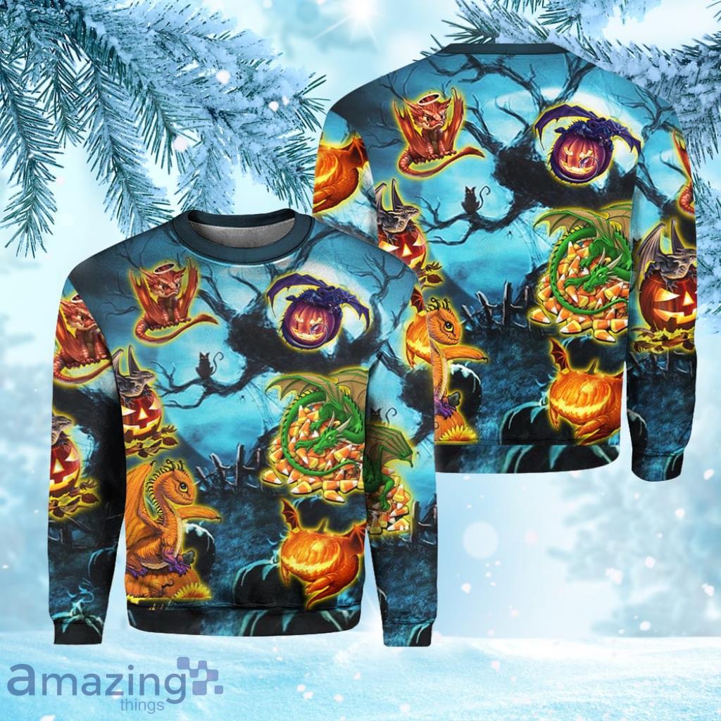 Halloween Dragon Pumpkin Sky Night Christmas Ugly Sweater 3D Gift Halloween image Halloween Dragon Pumpkin Sky Night Christmas Ugly Sweater 3D Gift Halloween Product Photo 1