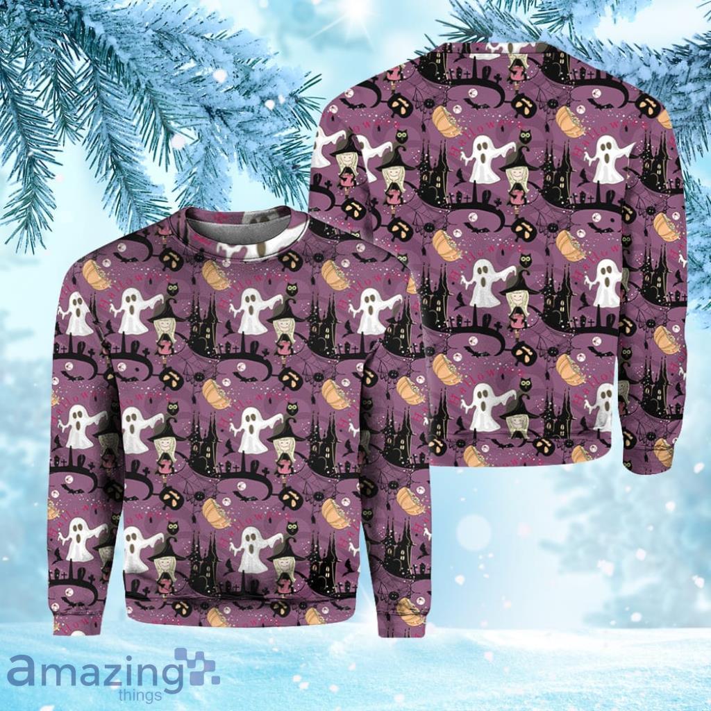 Halloween Is Here Purple Pattern Christmas Ugly Sweater 3D Gift Halloween image Halloween Is Here Purple Pattern Christmas Ugly Sweater 3D Gift Halloween Product Photo 1