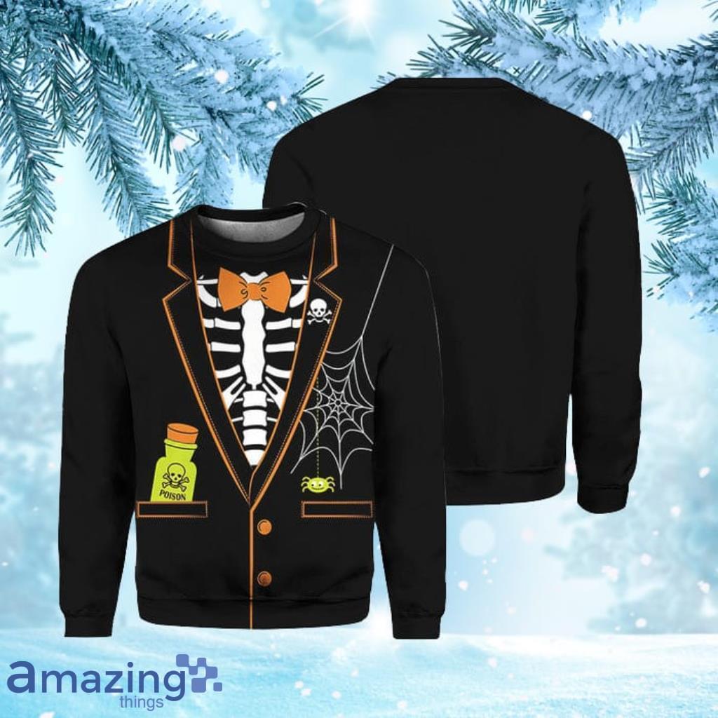 Halloween Skeleton Jacket Costume Crewneck Sweatshirt Christmas Ugly Sweater 3D Gift Halloween image Halloween Skeleton Jacket Costume Crewneck Sweatshirt Christmas Ugly Sweater 3D Gift Halloween Product Photo 1