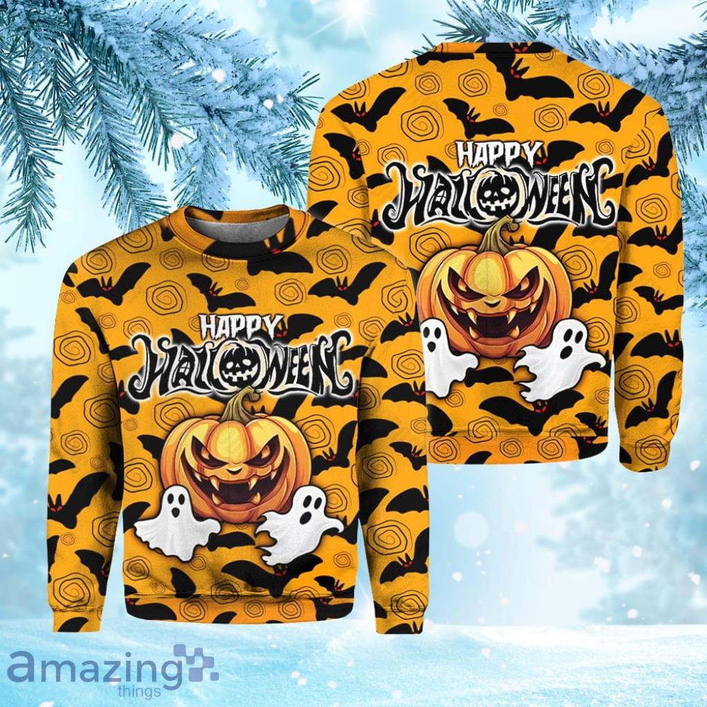 Happy Halloween Bat Pattern Christmas Ugly Sweater 3D Gift Halloween image Happy Halloween Bat Pattern Christmas Ugly Sweater 3D Gift Halloween Product Photo 1