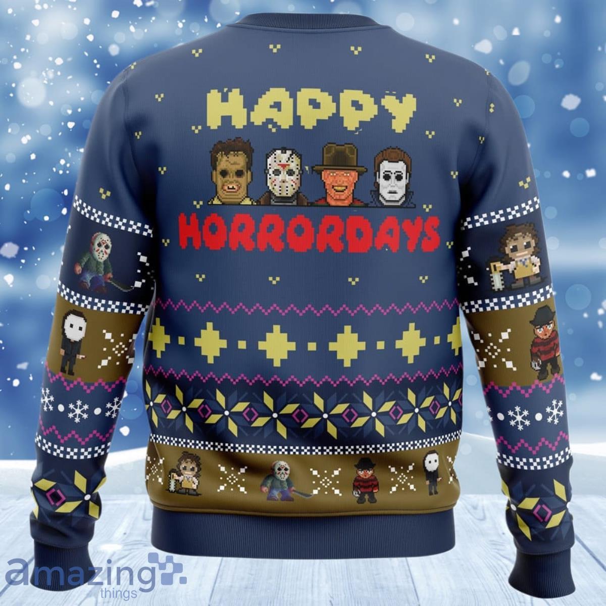 Happy Horrordays Halloween Ugly Christmas Sweater Best Gift For Men Women image Happy Horrordays Halloween Ugly Christmas Sweater Best Gift For Men Women Product Photo 2